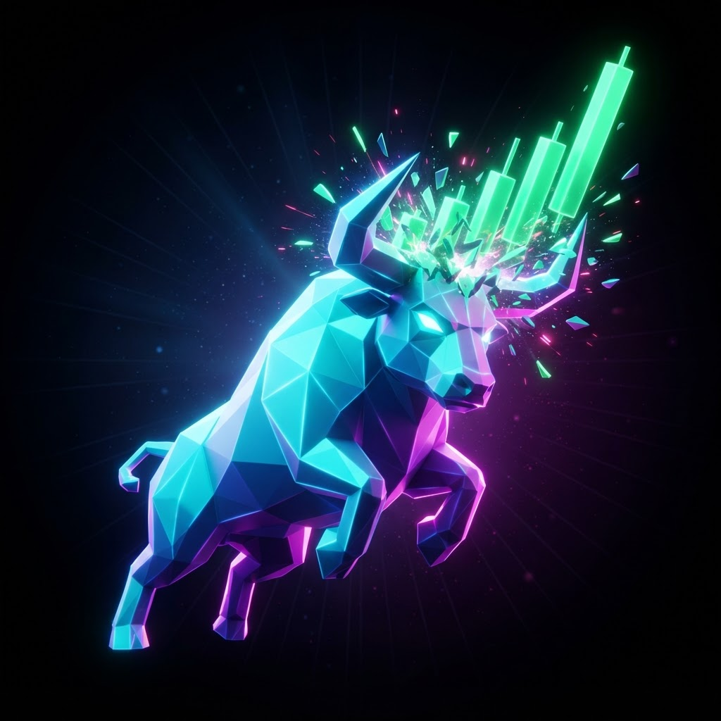 The SOLSEM bull throwing a candlestick chart upward with its horns