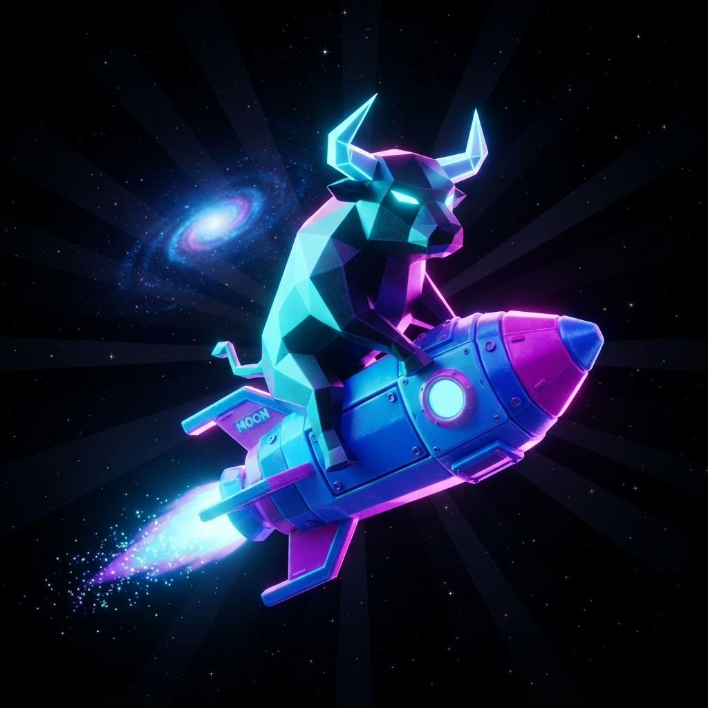 The SOLSEM bull riding a rocket through space